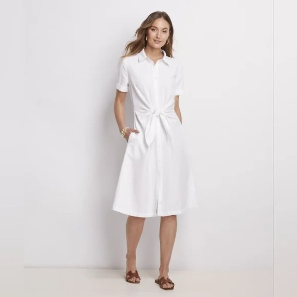 NWT Vineyard Vines Womens size 8 Westerly Tie Front Linen Dress - preppy dress
